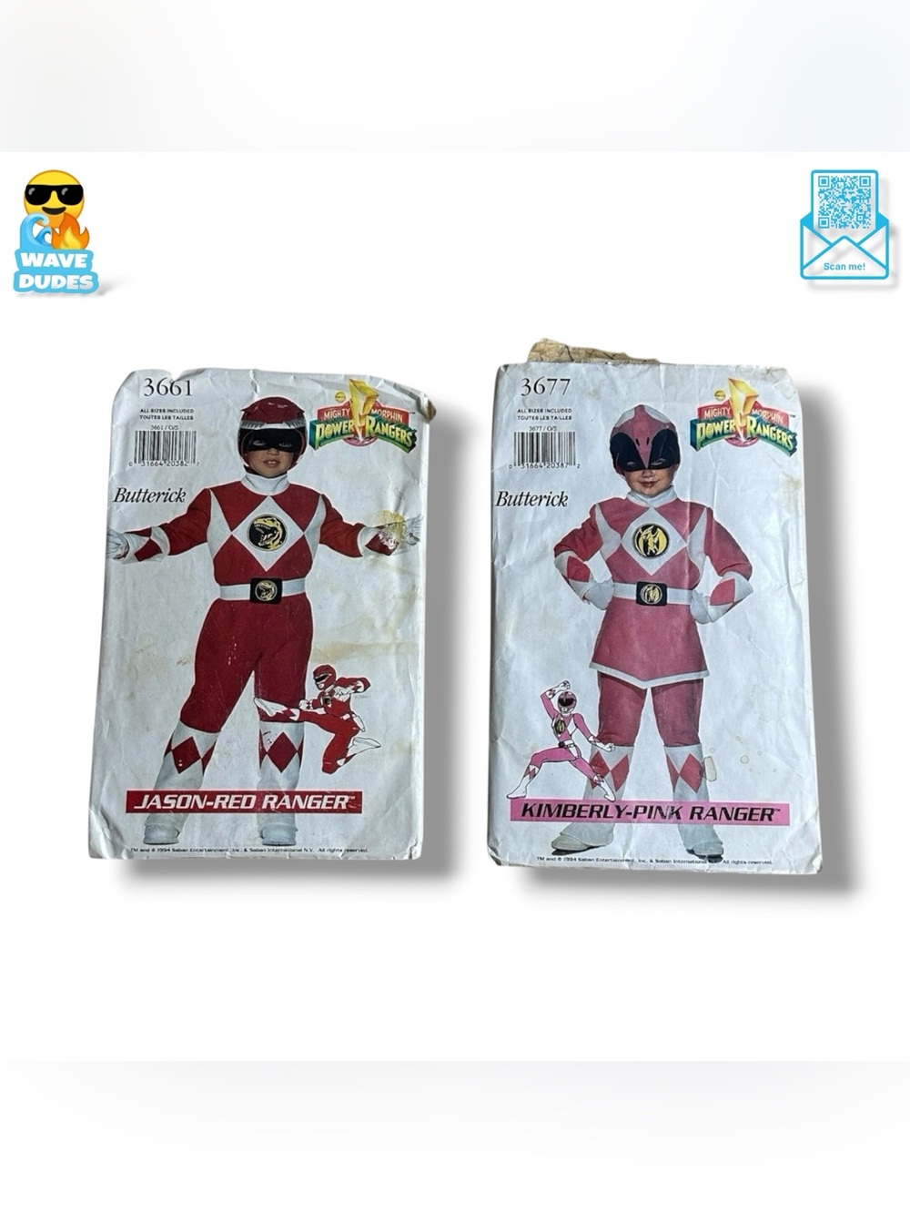 Butterick Mighty Morphin Power Rangers Jason & Kimberly Costumes Sewing Patterns